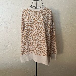 Aerie Pink and Tan Animal Print Sweatshirt Large